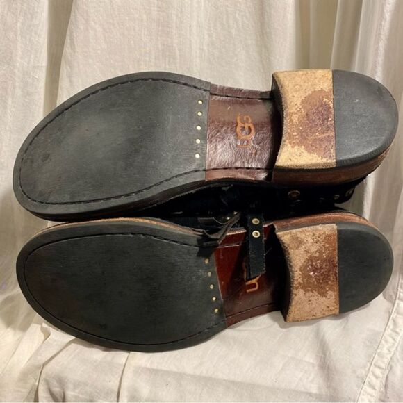 UGG Fabrizia Studded Distressed Black Suede Moto Boots 1003235 Sz 8 - Picture 7 of 13